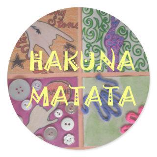 Hakuna Matata Hand Sign Art Print Classic Round Sticker