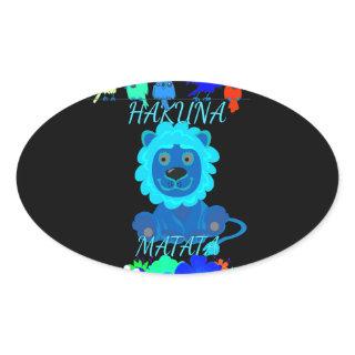 Hakuna Matata Lion Art Print Oval Sticker