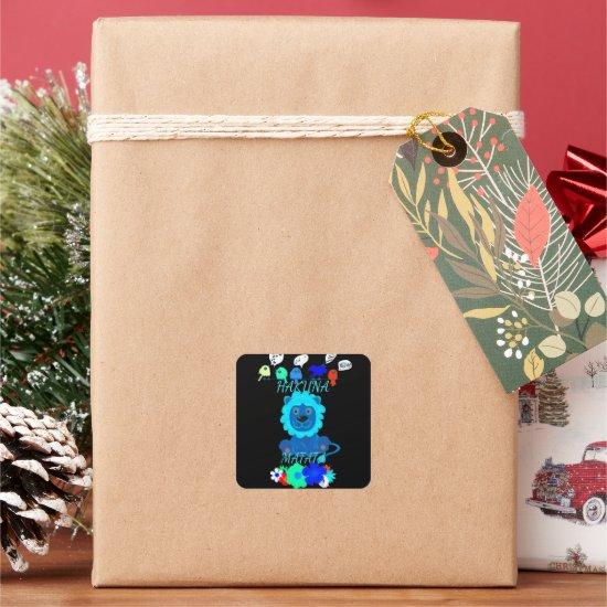 Hakuna Matata Lion Art Print Square Sticker