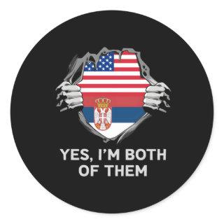 Half American Half Serbian Usa Serbia Flag S Classic Round Sticker