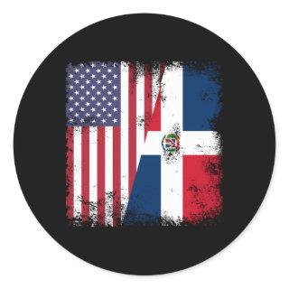 Half Dominican Flag Usa Classic Round Sticker