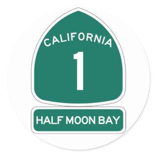 HALF MOON BAY ROUND STICKER CA1 HIGHWAY SIGN