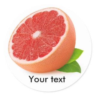 Half of pink grapefruit classic round sticker