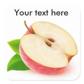 Half of red apple square sticker