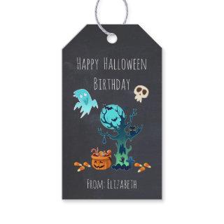 Halloween Birthday With Ghosts Bats Skulls & Candy Gift Tags