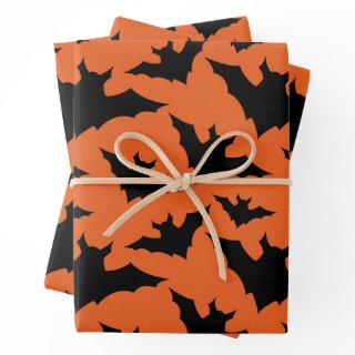 Halloween black bats orange cool spooky pattern  sheets