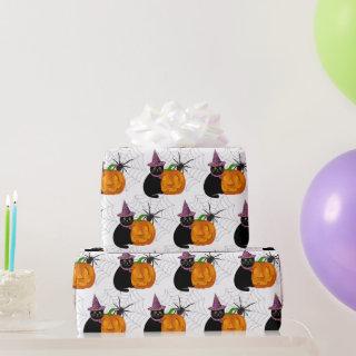 Halloween Black Cat and Pumpkin Pattern Craft