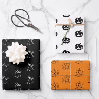 Halloween black orange white ghost jack o lantern  sheets