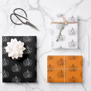 Halloween black orange white jack o lantern  sheets