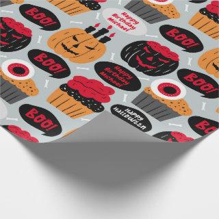 Halloween BOO Birthday Add Name Pumpkins Cupcakes