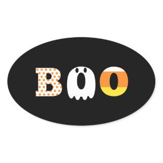 Halloween, boo, patterned, festive oval sticker