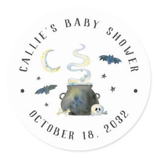 Halloween Cauldron Baby Shower Favor Classic Round Sticker