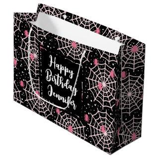 Halloween Cobwebs & Spiders Pattern Birtjday Large Gift Bag