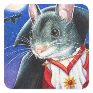 Halloween Costume Vampire Mouse Watercolor Art Square Sticker