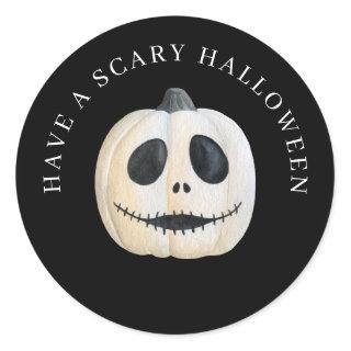 Halloween Creepy Jack O Lantern Pumpkin  Classic Round Sticker