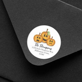 Halloween Cute Jack O'lanterns Return Address  Classic Round Sticker