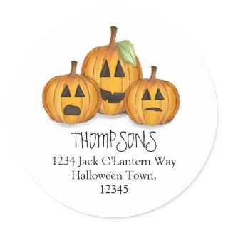 Halloween Cute Jack O'Lanterns Return Address Classic Round Sticker