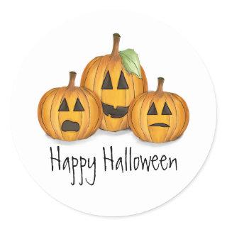 Halloween Cute Jack O'Lanterns Whimsical Classic Round Sticker