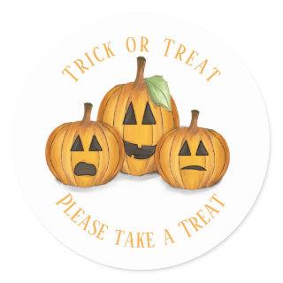 Halloween Cute Treat Favor Pumpkin Whimsical  Classic Round Sticker