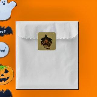 Halloween  - cute  witch  Square Sticker
