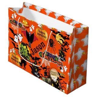 Halloween Everything Happy Birthday NAME Ghosts Large Gift Bag