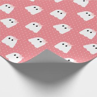 Halloween Ghost Girl Pink Ribbon Polka Dot Pattern