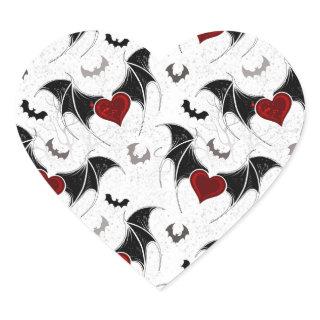 Halloween heart with black bat wings heart sticker