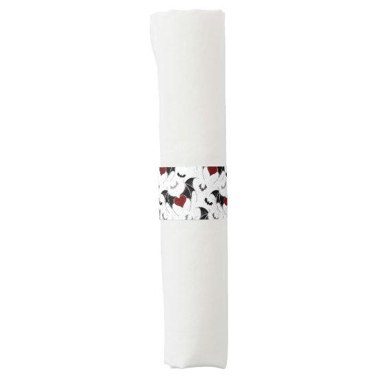 Halloween heart with black bat wings napkin bands