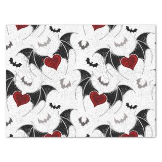 Halloween heart with black bat wings tissue paper