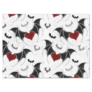 Halloween heart with black bat wings tissue paper