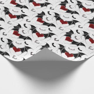 Halloween heart with black bat wings