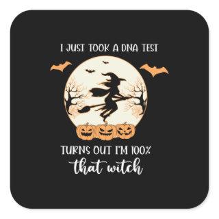 Halloween I Just Took A DNA Test Birthday Square Sticker