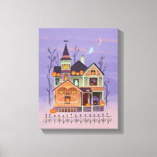 Halloween Jack-o'-lantern House Canvas Print