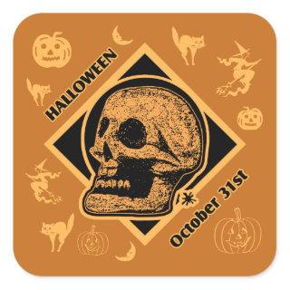 Halloween October 31st Collage Orange Square Sticker