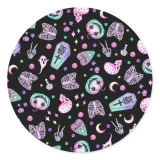 Halloween pastel gothic apothecary and graveyard classic round sticker