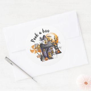 Halloween Peek a BOO Baby Shower Decorations Classic Round Sticker