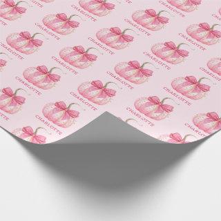 Halloween Pink Pumpkin Coquette Bow Personalized