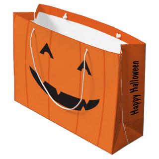 Halloween Pumpkin Orange Black Jack o Lantern Large Gift Bag