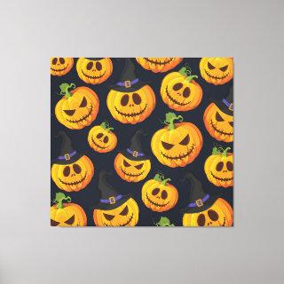 Halloween Pumpkin: Vintage Witch Pattern Canvas Print
