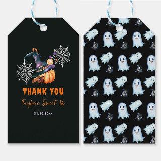 Halloween Pumpkin Witch Hat Ghosts Cute Sweet 16 Gift Tags