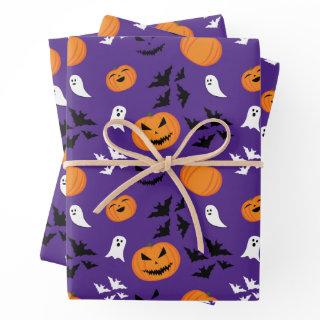 Halloween pumpkins ghosts bats fun purple pattern  sheets