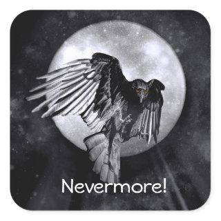 Halloween Raven Edgar Allan Poe Square Sticker