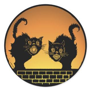 Halloween Scary Black Cats Classic Round Sticker