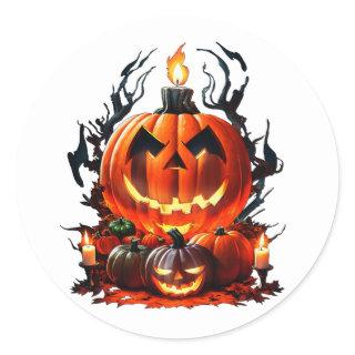 Halloween Scary Pumpkin Classic Round Sticker