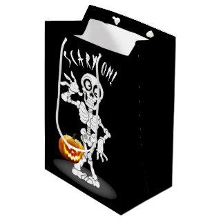 Halloween Skeleton on Black Medium Gift Bag