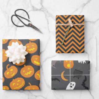 Halloween theme 3 patterns black orange  sheets