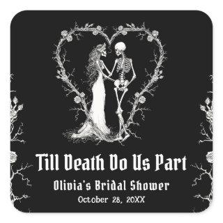 Halloween Till Death Do Us Part Bridal Shower Square Sticker
