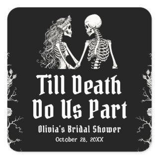 Halloween Till Death Do Us Part Bridal Shower Square Sticker