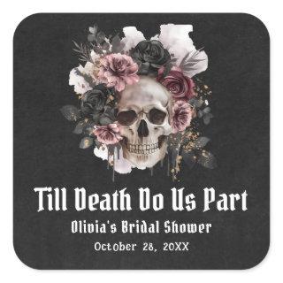 Halloween Till Death Do Us Part Bridal Shower Square Sticker