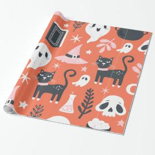Halloween trick or treat animals cute pattern